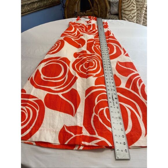 Frances Valentine Floral Orange White Vintage Halter Long Maxi Dress Size 4 - Picture 6 of 8